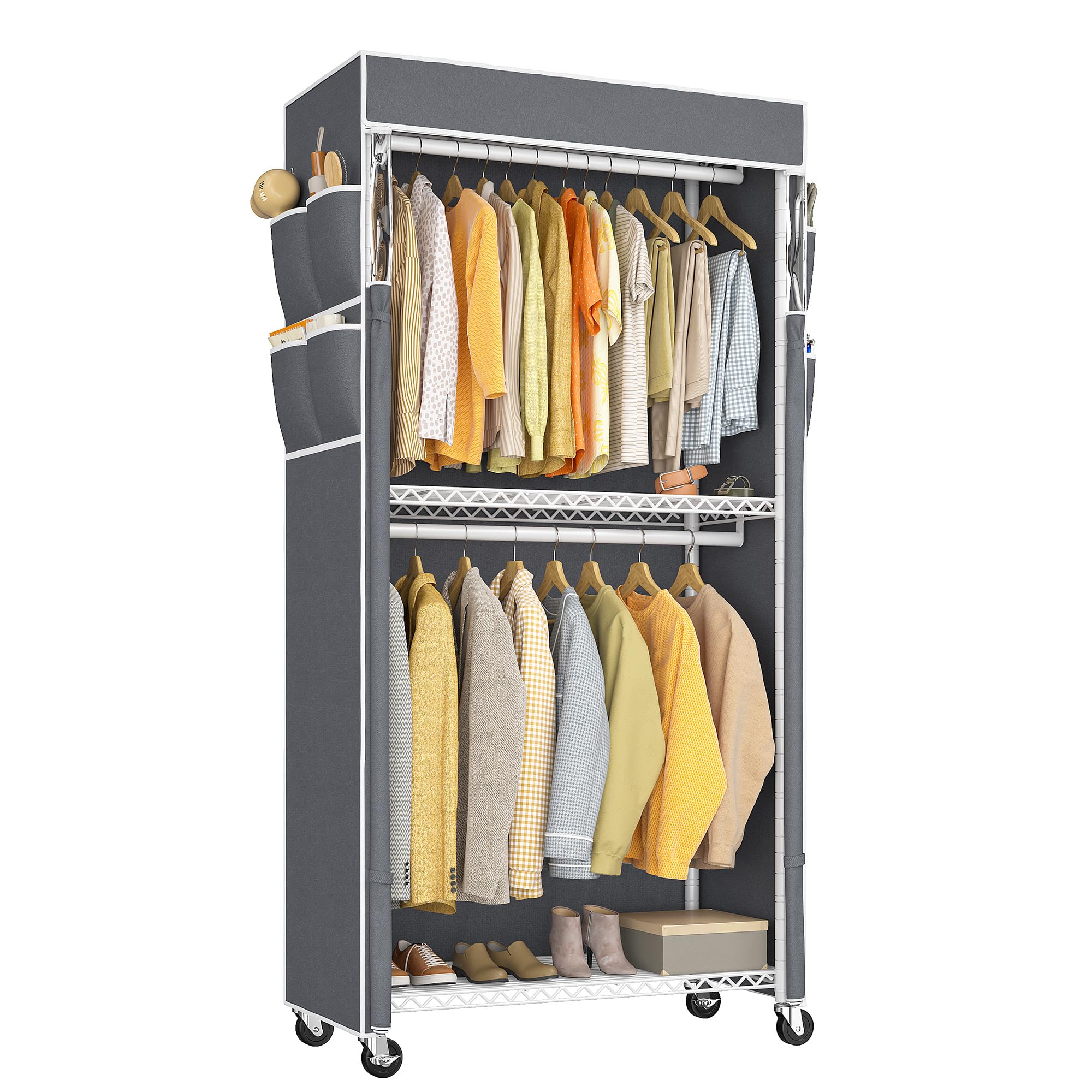 Amazon|REIBII ハンガーラック 頑丈 2段 高さ200㎝ 洋服ラック 大容量 Amazon|REIBII ハンガーラック 頑丈 2段 高さ200㎝ 洋服ラック 大容量